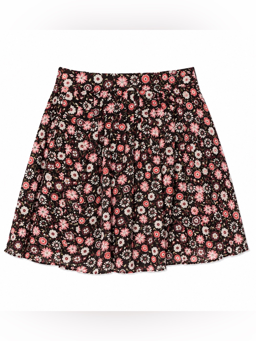 kate spade Black Floral Circle Skirt with Pink and White Blooms